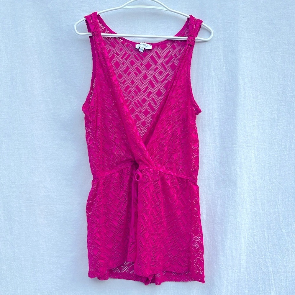 My style Hot Pink Coverup Shorts Romper